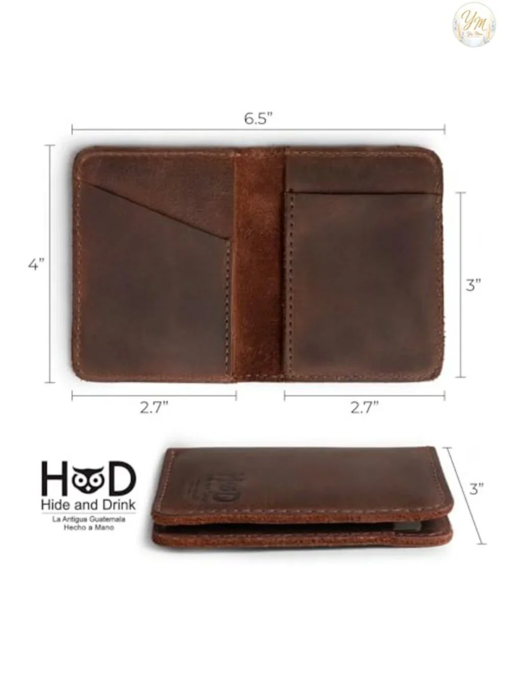 Full Grain Leather Bifold Wallet, Minimalist Front Pocket Slim Card Holder,